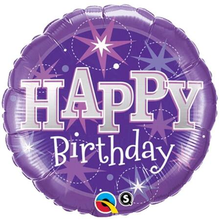 LOFTUS INTERNATIONAL 18 in. Birthday Purple Sparkle Party Balloon, 20PK Q3-7928